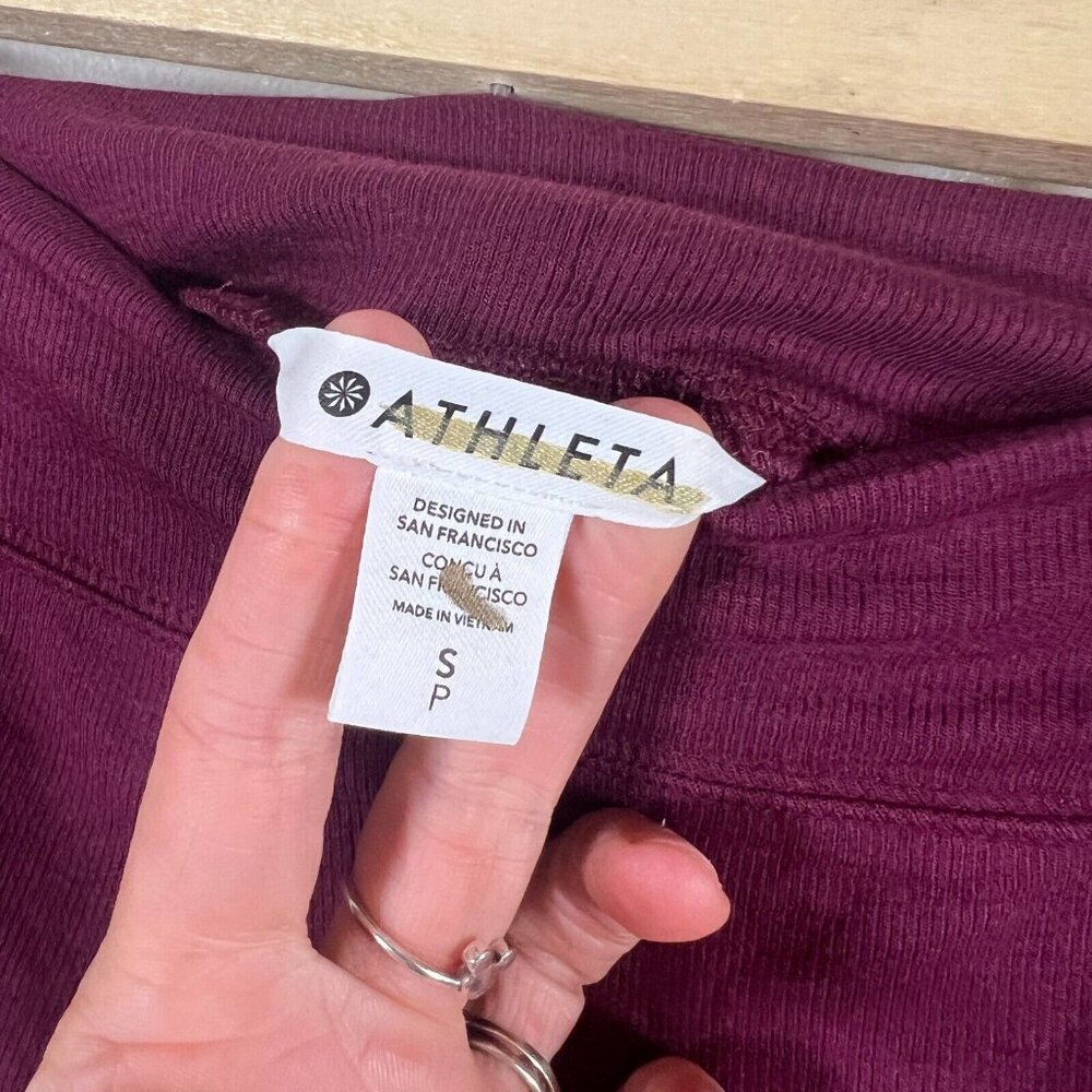 Athleta Well Rested Ribbed Sleep Short Size Small Burgundy Lounge Soft Comfy - Picture 4 of 11